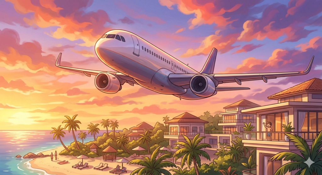 飛行機とリゾート